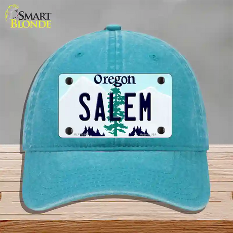 Salem Oregon Novelty License Plate Hat Unconstructed Cotton / Lake Blue