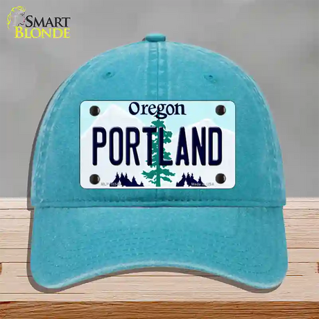 Portland Oregon Novelty License Plate Hat Unconstructed Cotton / Lake Blue