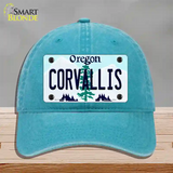 Corvallis Oregon Novelty License Plate Hat Unconstructed Cotton / Lake Blue