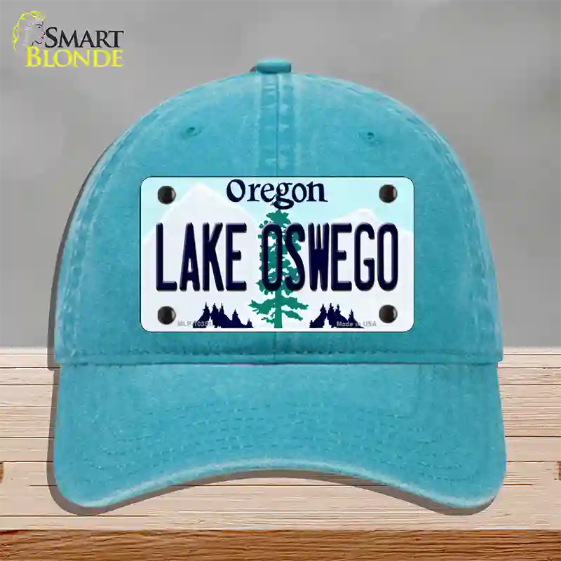 Lake Oswego Oregon Novelty License Plate Hat Unconstructed Cotton / Lake Blue