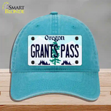 Grants Pass Oregon Novelty License Plate Hat Unconstructed Cotton / Lake Blue