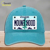 Mount Hood Oregon Novelty License Plate Hat Unconstructed Cotton / Lake Blue