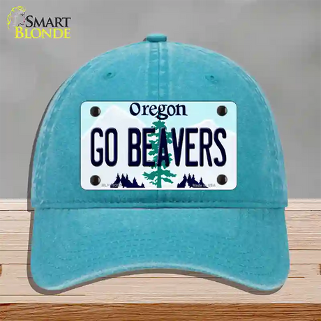 Go Beavers Oregon Novelty License Plate Hat Unconstructed Cotton / Lake Blue