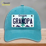 Grandpa Oregon Novelty License Plate Hat Unconstructed Cotton / Lake Blue