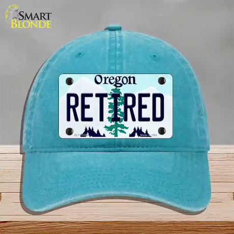 Retired Oregon Novelty License Plate Hat Unconstructed Cotton / Lake Blue