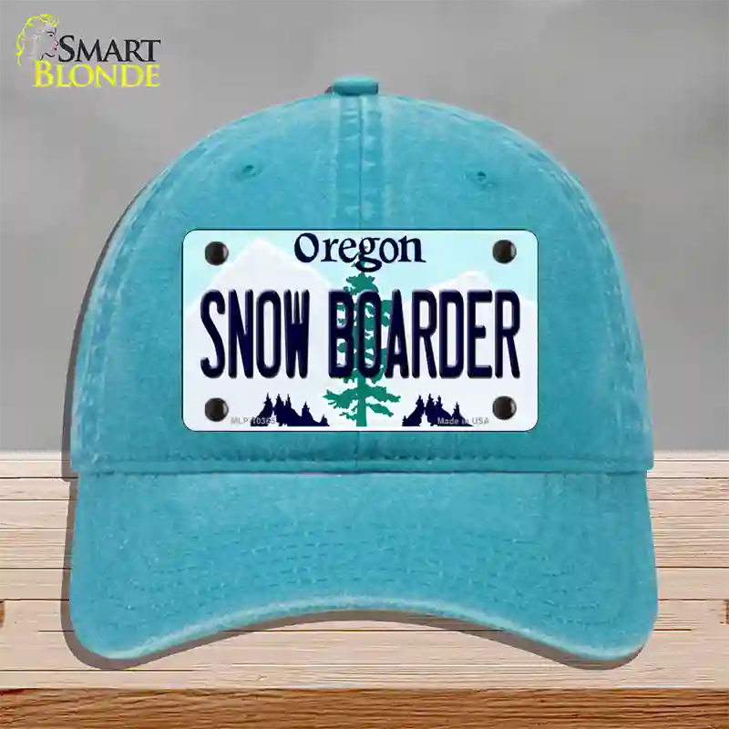 Snow Boarder Oregon Novelty License Plate Hat Unconstructed Cotton / Lake Blue