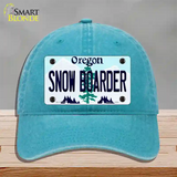 Snow Boarder Oregon Novelty License Plate Hat Unconstructed Cotton / Lake Blue