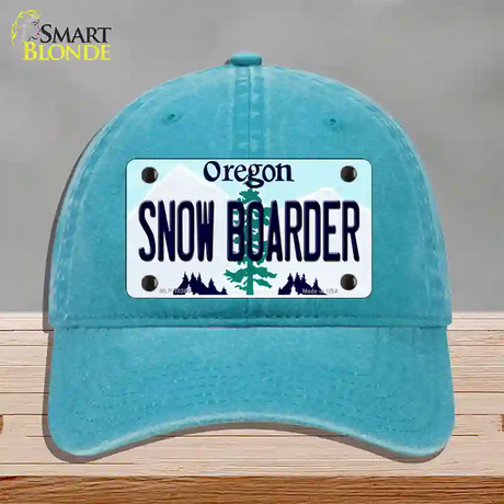 Snow Boarder Oregon Novelty License Plate Hat Unconstructed Cotton / Lake Blue