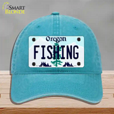 Fishing Oregon Novelty License Plate Hat Unconstructed Cotton / Lake Blue