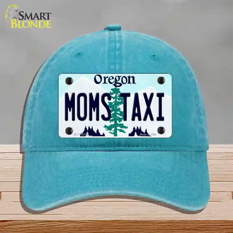 Moms Taxi Oregon Novelty License Plate Hat Unconstructed Cotton / Lake Blue