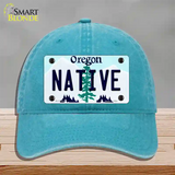 Native Oregon Novelty License Plate Hat Unconstructed Cotton / Lake Blue