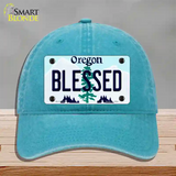 Blessed Oregon Novelty License Plate Hat Unconstructed Cotton / Lake Blue