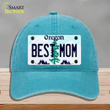 Best Mom Oregon Novelty License Plate Hat Unconstructed Cotton / Lake Blue