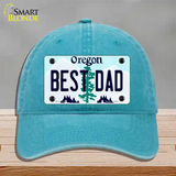 Best Dad Oregon Novelty License Plate Hat Unconstructed Cotton / Lake Blue