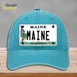 Maine Vacationland Novelty License Plate Hat Unconstructed Cotton / Lake Blue