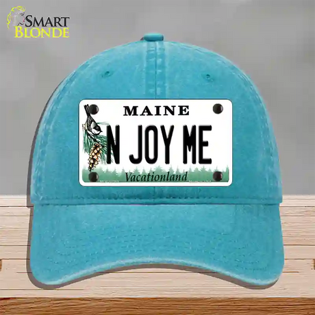 N Joy ME Maine Novelty License Plate Hat Unconstructed Cotton / Lake Blue