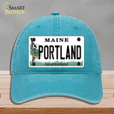 Portland Maine Novelty License Plate Hat Unconstructed Cotton / Lake Blue