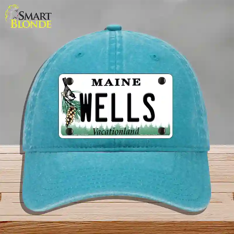 Wells Maine Novelty License Plate Hat Unconstructed Cotton / Lake Blue