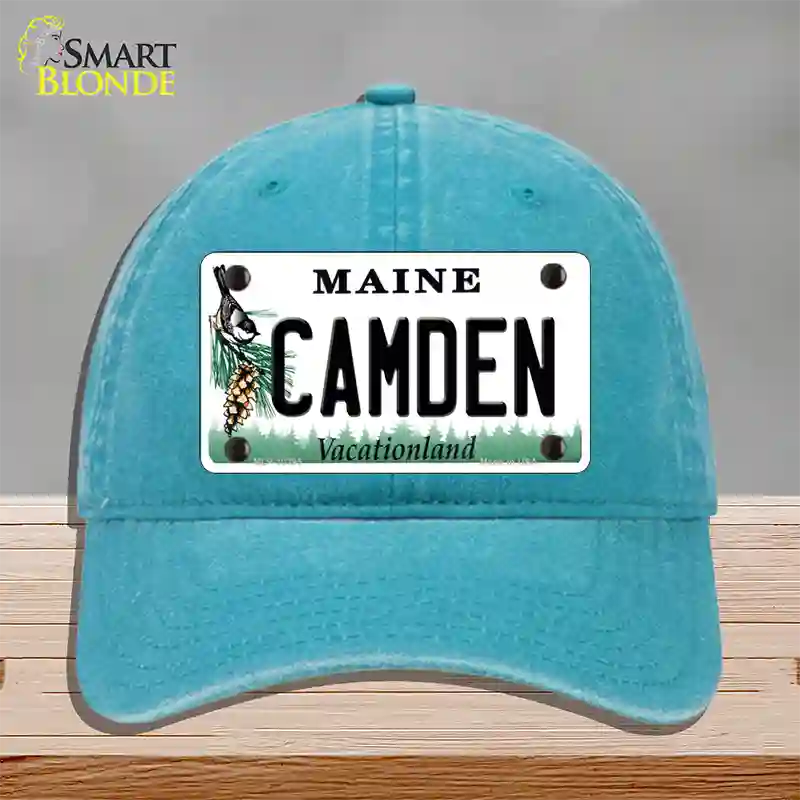 Camden Maine Novelty License Plate Hat Unconstructed Cotton / Lake Blue