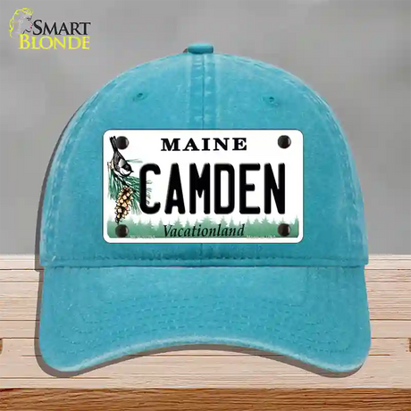 Camden Maine Novelty License Plate Hat Unconstructed Cotton / Lake Blue