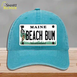 Beach Bum Maine Novelty License Plate Hat Unconstructed Cotton / Lake Blue