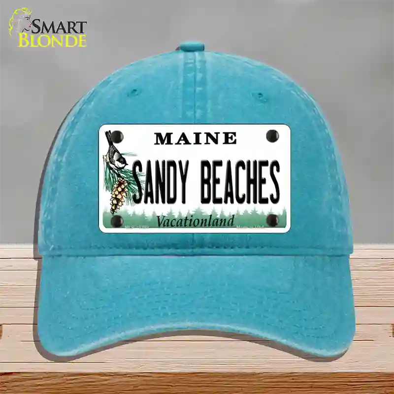 Sandy Beaches Maine Novelty License Plate Hat Unconstructed Cotton / Lake Blue