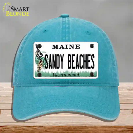 Sandy Beaches Maine Novelty License Plate Hat Unconstructed Cotton / Lake Blue