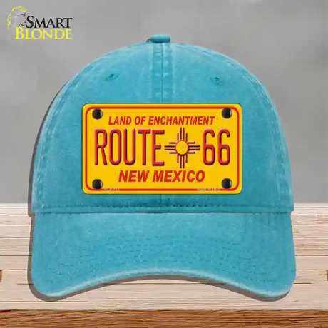 Route 66 New Mexico Novelty License Plate Hat Unconstructed Cotton / Lake Blue