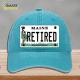 Retired Maine Novelty License Plate Hat Unconstructed Cotton / Lake Blue