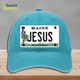 Jesus Maine Novelty License Plate Hat Unconstructed Cotton / Lake Blue