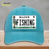 Fishing Maine Novelty License Plate Hat Unconstructed Cotton / Lake Blue