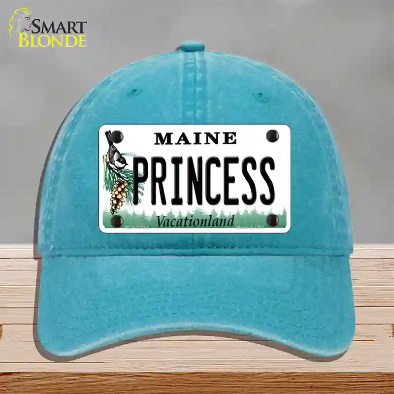 Princess Maine Novelty License Plate Hat Unconstructed Cotton / Lake Blue