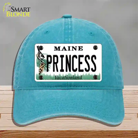 Princess Maine Novelty License Plate Hat Unconstructed Cotton / Lake Blue