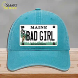 Bad Girl Maine Novelty License Plate Hat Unconstructed Cotton / Lake Blue