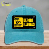 Deport Illegals Novelty License Plate Hat Unconstructed Cotton / Lake Blue