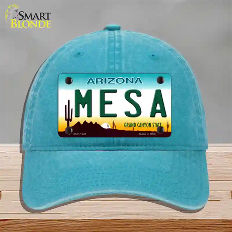 Mesa Arizona Novelty License Plate Hat Unconstructed Cotton / Lake Blue