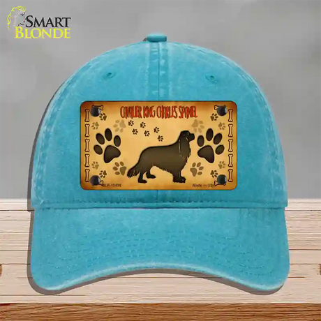 Cavalier King Charles Spaniel Novelty License Plate Hat Unconstructed Cotton / Lake Blue