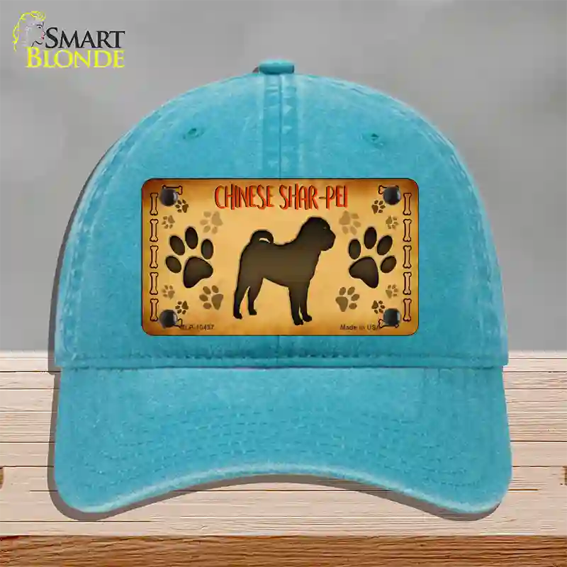 Chinese Shar Pei Novelty License Plate Hat Unconstructed Cotton / Lake Blue