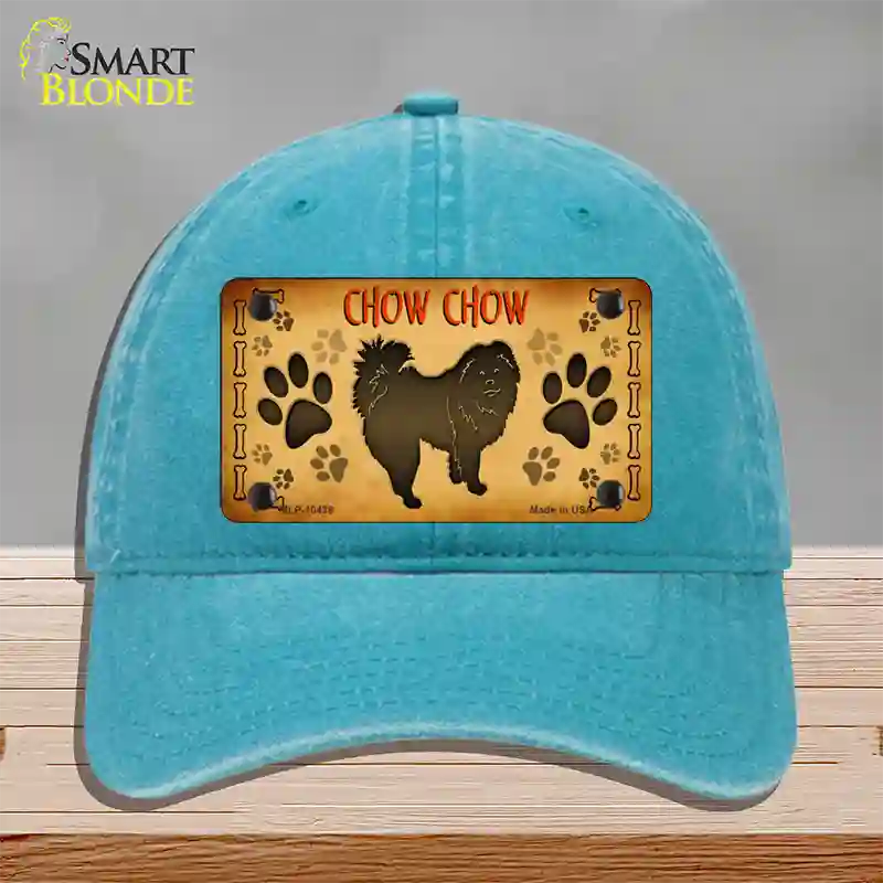 Chow Chow Novelty License Plate Hat Unconstructed Cotton / Lake Blue