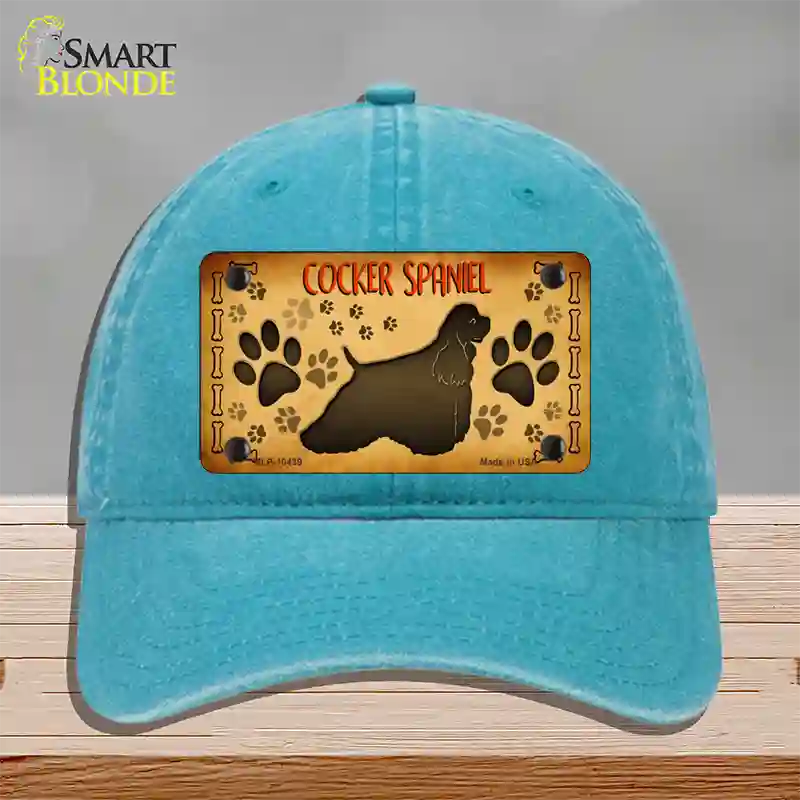 Cocker Spaniel Novelty License Plate Hat Unconstructed Cotton / Lake Blue