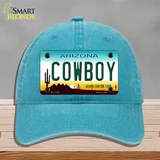 Cowboy Arizona Novelty License Plate Hat Unconstructed Cotton / Lake Blue