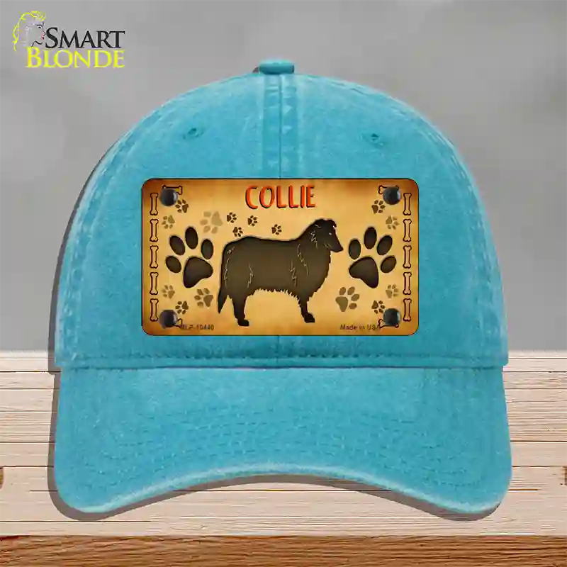 Collie Novelty License Plate Hat Unconstructed Cotton / Lake Blue