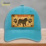 English Bulldog Novelty License Plate Hat Unconstructed Cotton / Lake Blue