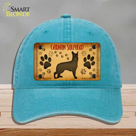 German Shepherd Novelty License Plate Hat Unconstructed Cotton / Lake Blue