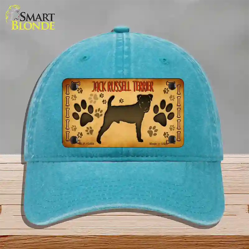 Jack Russell Terrier Novelty License Plate Hat Unconstructed Cotton / Lake Blue