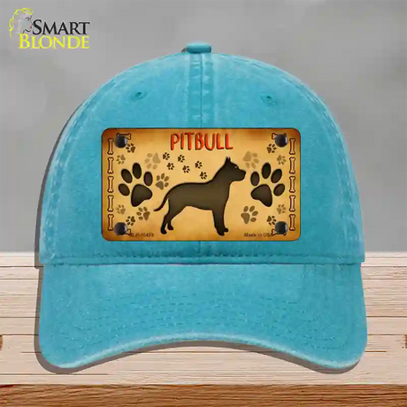 Pitbull Novelty License Plate Hat Unconstructed Cotton / Lake Blue