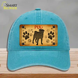 Pug Novelty License Plate Hat Unconstructed Cotton / Lake Blue