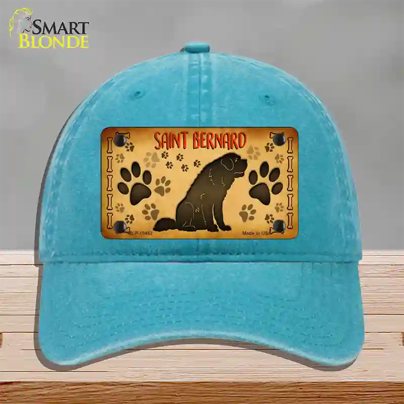 Saint Bernard Novelty License Plate Hat Unconstructed Cotton / Lake Blue