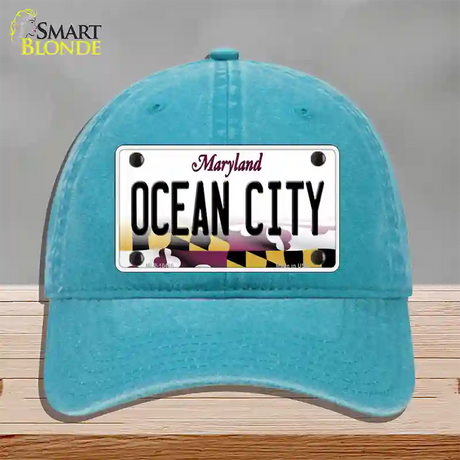 Ocean City Maryland Novelty License Plate Hat Unconstructed Cotton / Lake Blue