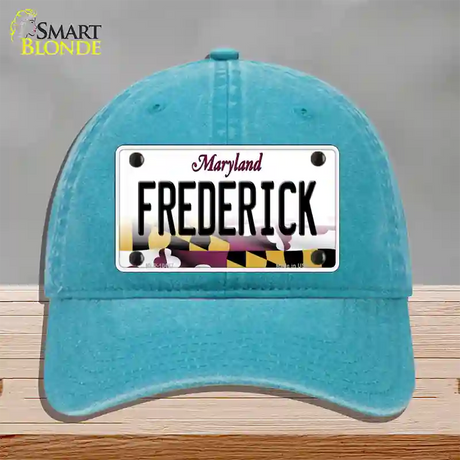 Frederick Maryland Novelty License Plate Hat Unconstructed Cotton / Lake Blue